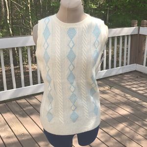 Nautical Sweater Vest Cream & Light Blue Size M
